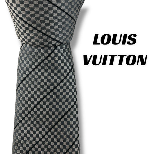 【7650】美品ー良品！ルイヴィトン　ネクタイ　グレー系