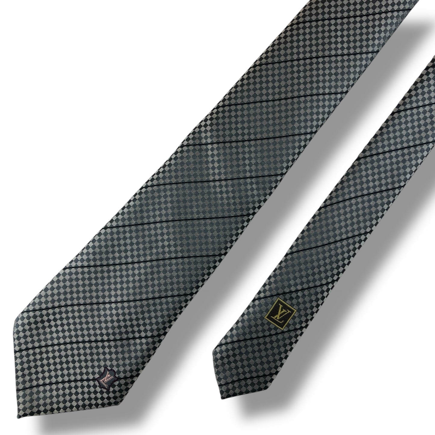 【7650】美品ー良品！ルイヴィトン　ネクタイ　グレー系