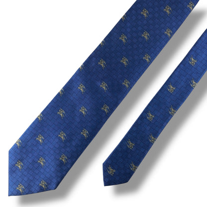 【7652】美品！バーバリー　ネクタイ　ブルー系　ホースロゴ