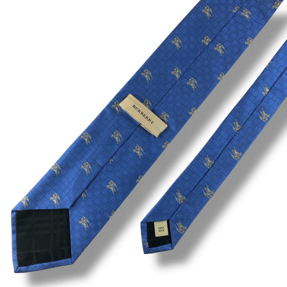 【7652】美品！バーバリー　ネクタイ　ブルー系　ホースロゴ