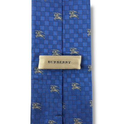 【7652】美品！バーバリー　ネクタイ　ブルー系　ホースロゴ