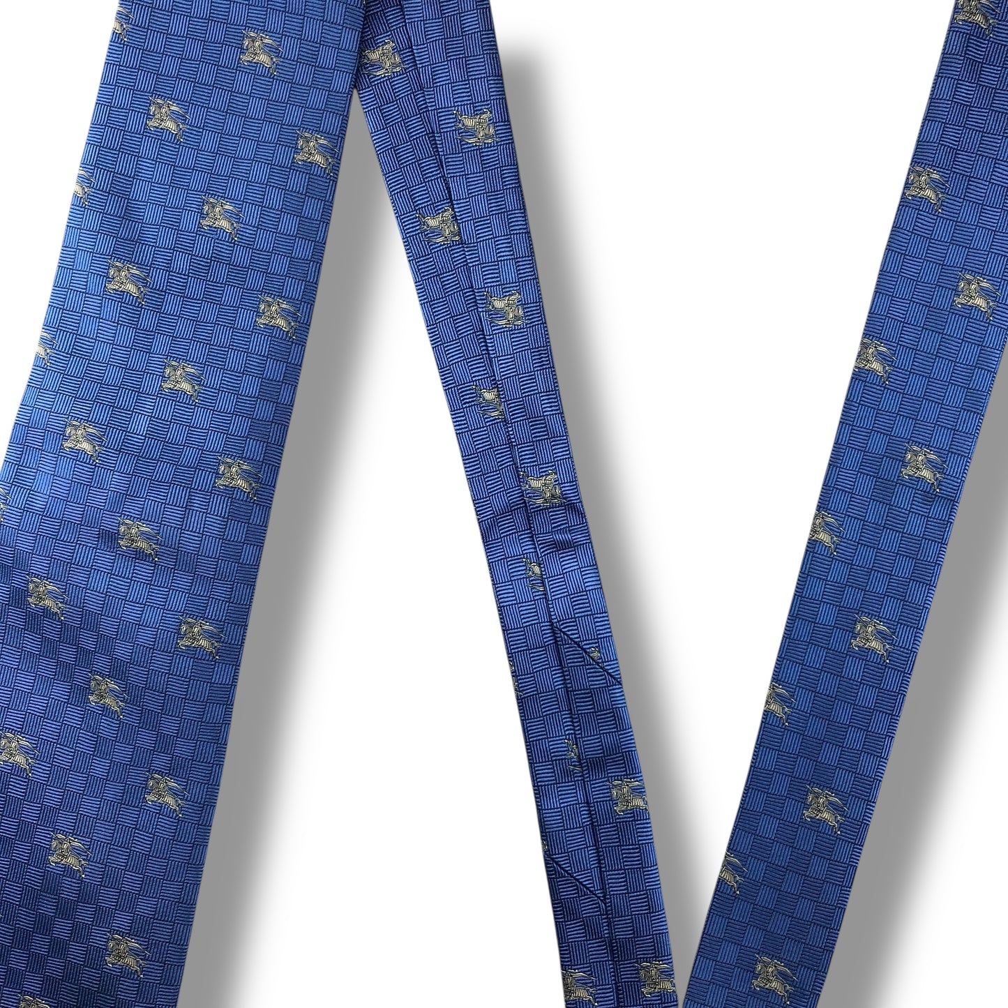 【7652】美品！バーバリー　ネクタイ　ブルー系　ホースロゴ