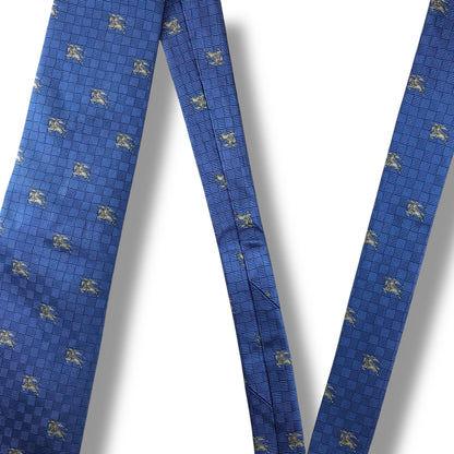 【7652】美品！バーバリー　ネクタイ　ブルー系　ホースロゴ