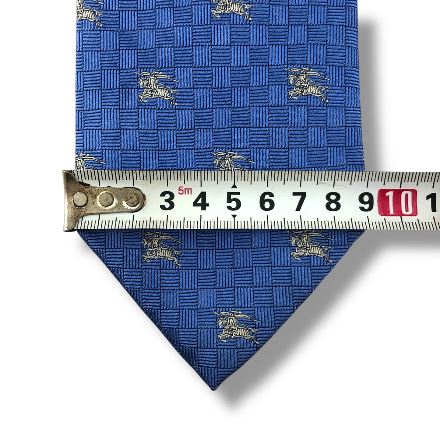 【7652】美品！バーバリー　ネクタイ　ブルー系　ホースロゴ