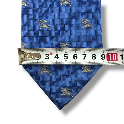 【7652】美品！バーバリー　ネクタイ　ブルー系　ホースロゴ