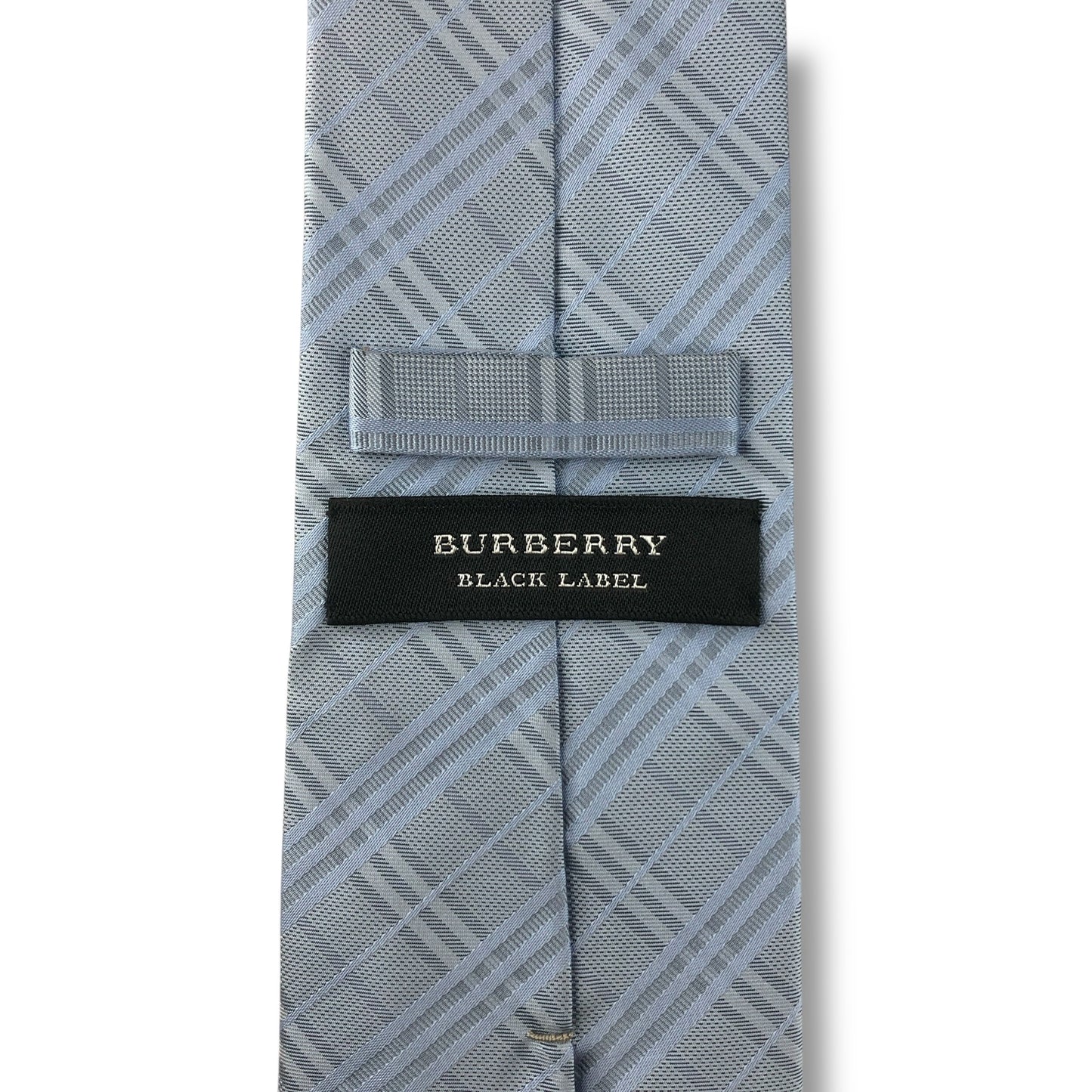 【7653】美品ー良品！バーバリー　ネクタイ　水色系　チェック柄