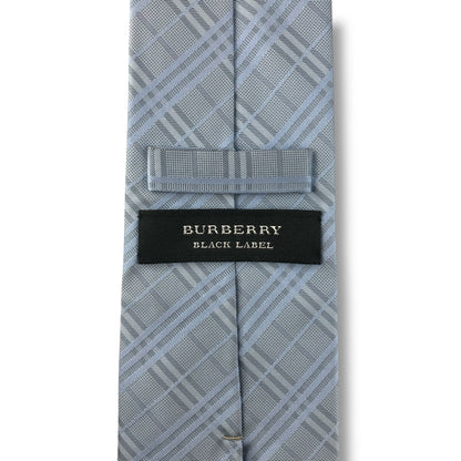 【7653】美品ー良品！バーバリー　ネクタイ　水色系　チェック柄