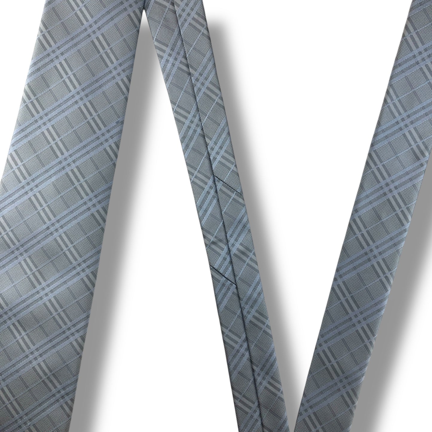 【7653】美品ー良品！バーバリー　ネクタイ　水色系　チェック柄