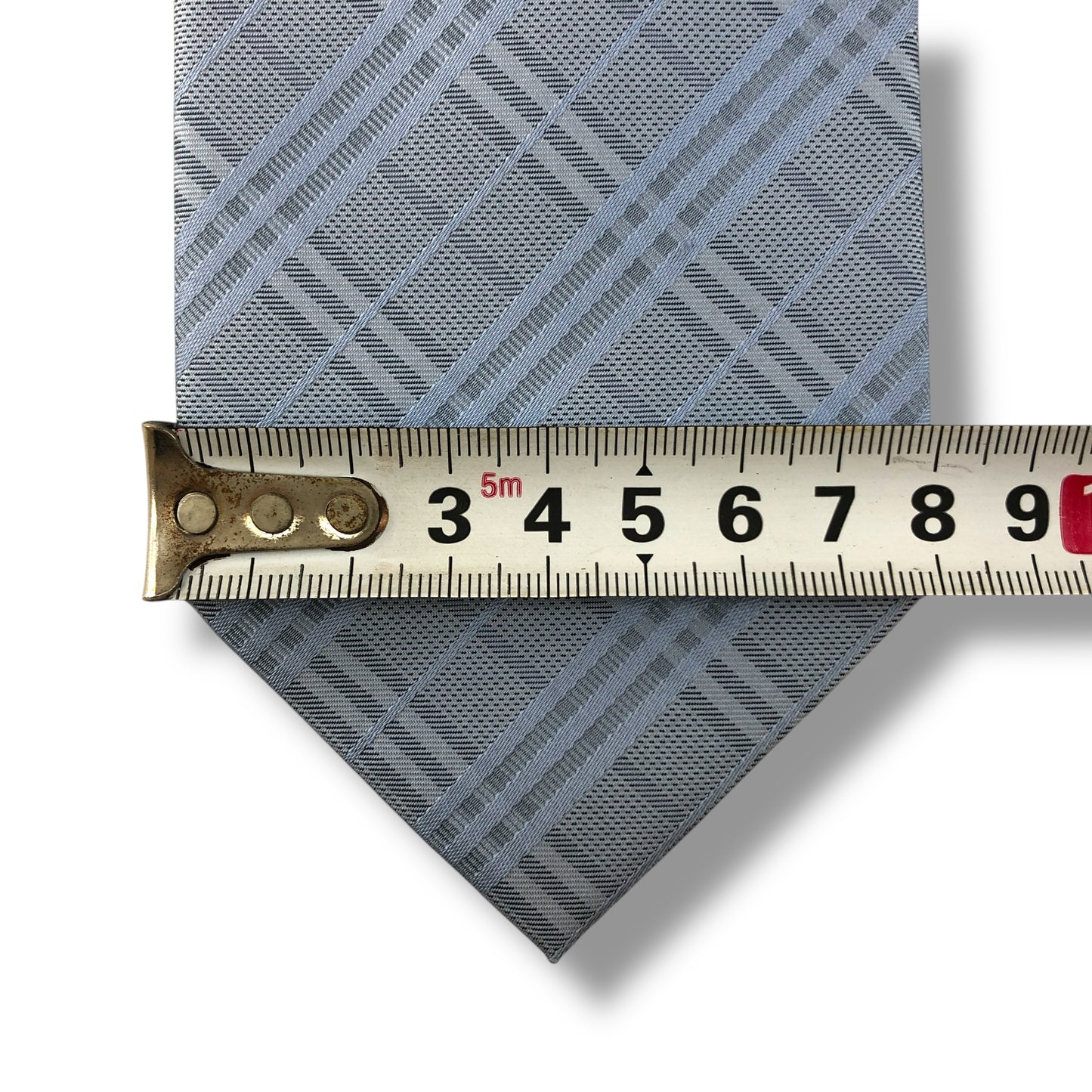 【7653】美品ー良品！バーバリー　ネクタイ　水色系　チェック柄