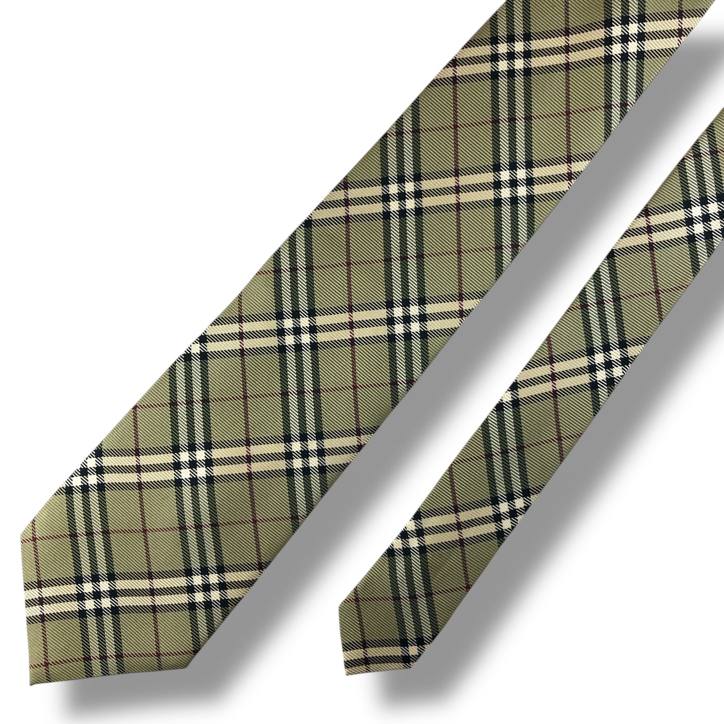 【7654】美品ー良品！バーバリー　ネクタイ　ベージュ系　チェック系