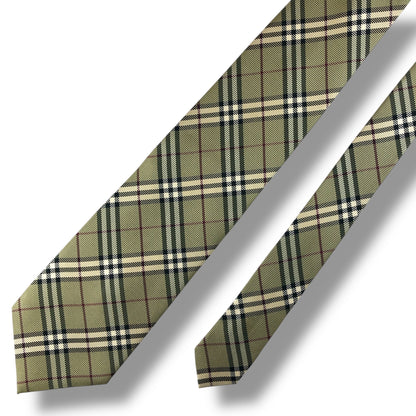 【7654】美品ー良品！バーバリー　ネクタイ　ベージュ系　チェック系