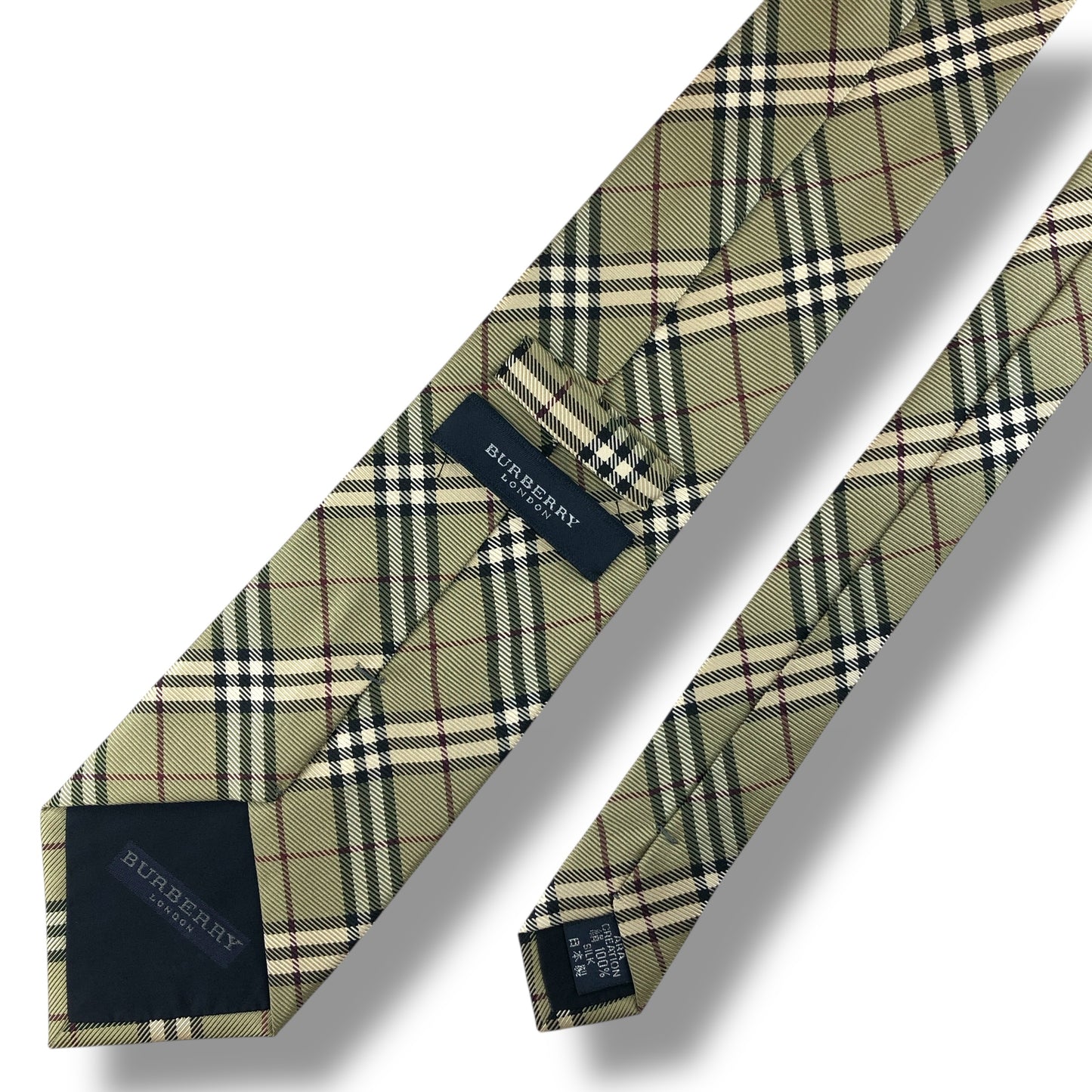 【7654】美品ー良品！バーバリー　ネクタイ　ベージュ系　チェック系