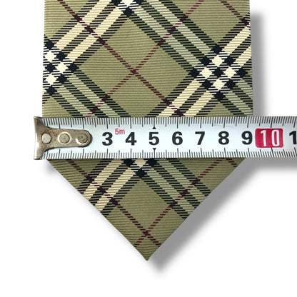 【7654】美品ー良品！バーバリー　ネクタイ　ベージュ系　チェック系