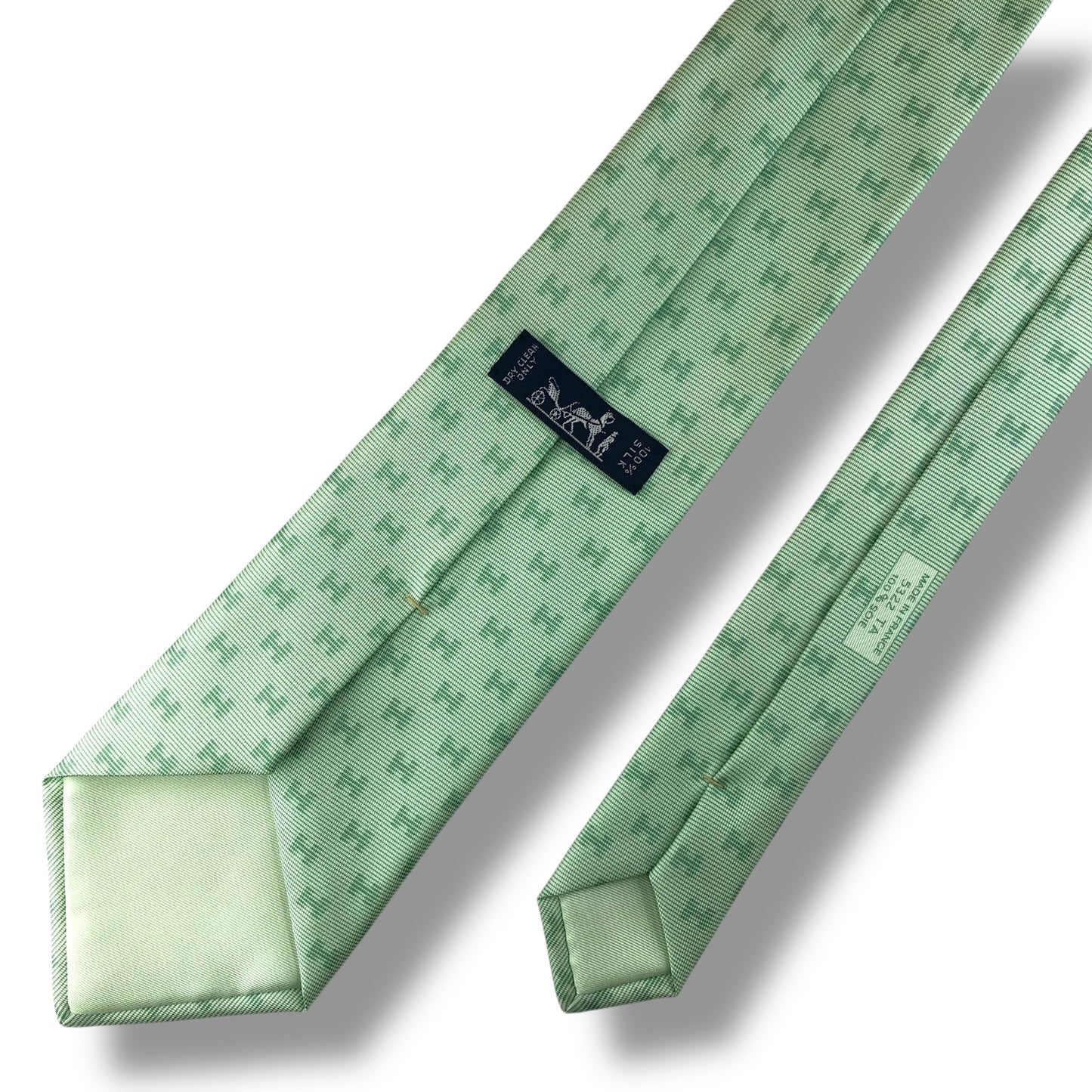 【7655】美品！エルメス　ネクタイ　ライトグリーン系