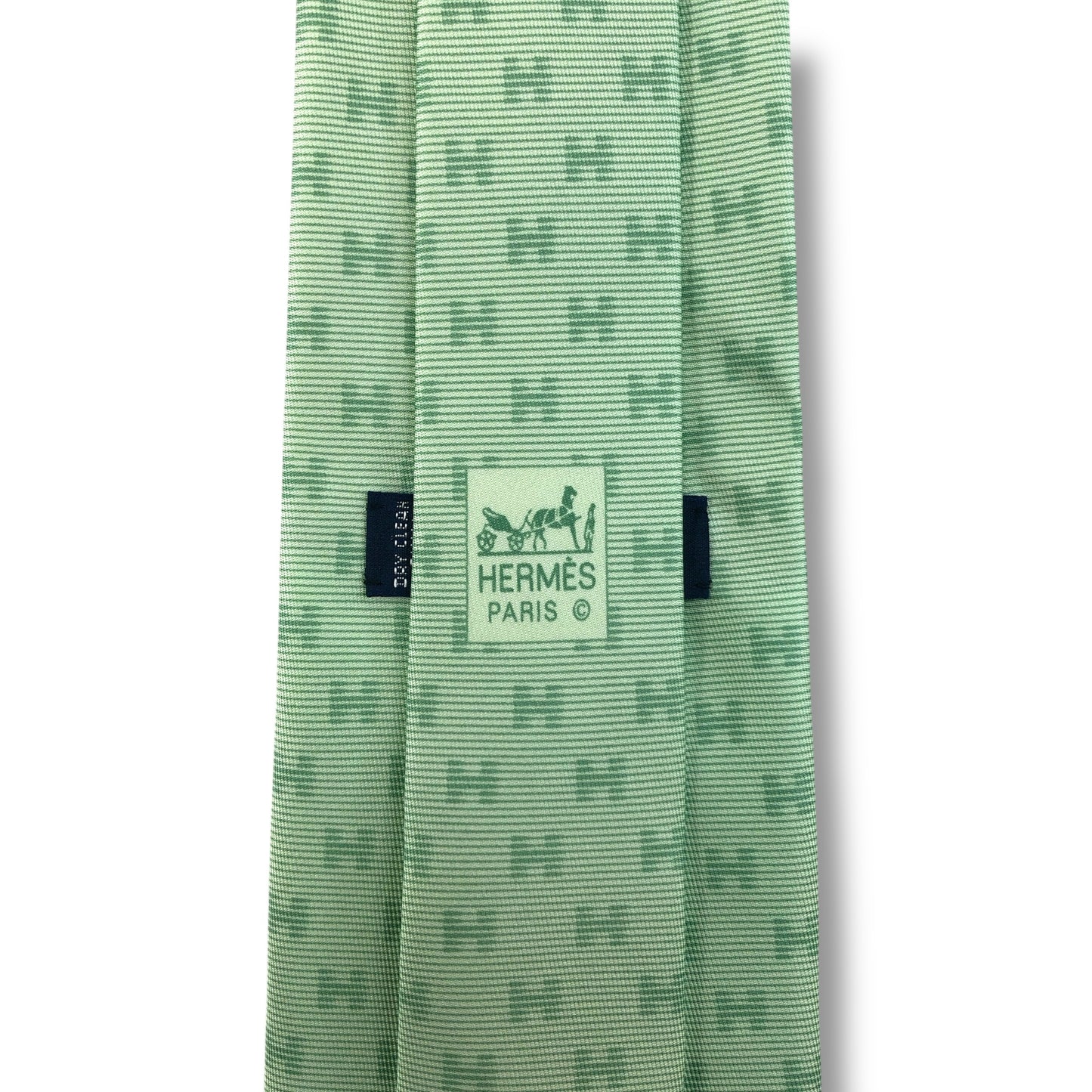 【7655】美品！エルメス　ネクタイ　ライトグリーン系