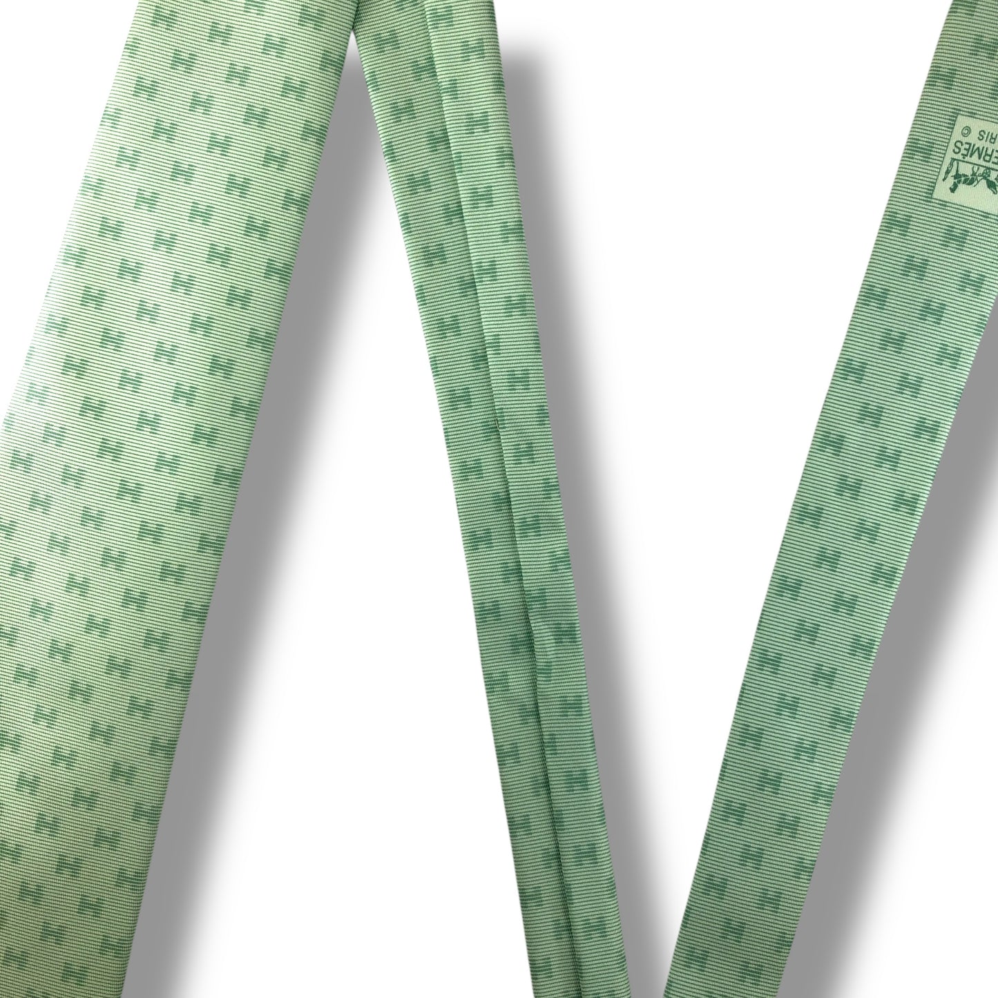 【7655】美品！エルメス　ネクタイ　ライトグリーン系