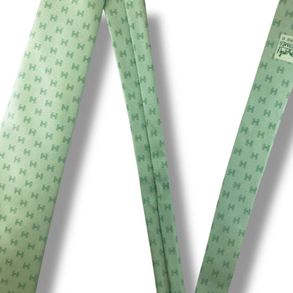 【7655】美品！エルメス　ネクタイ　ライトグリーン系