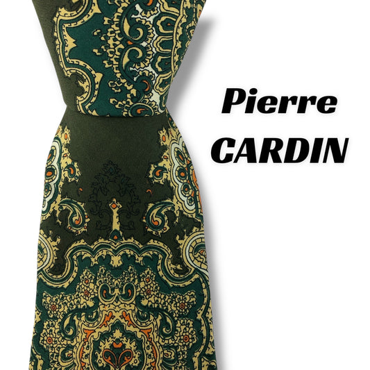 【7659】良品！ピエールカルダン　ネクタイ　グリーン系