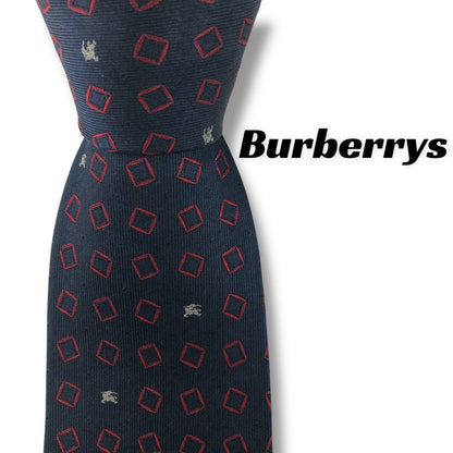 【7660】良品！バーバリー　ネクタイ　ネイビー系　ホースロゴ