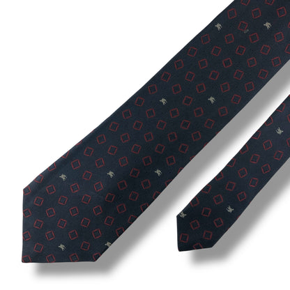 【7660】良品！バーバリー　ネクタイ　ネイビー系　ホースロゴ