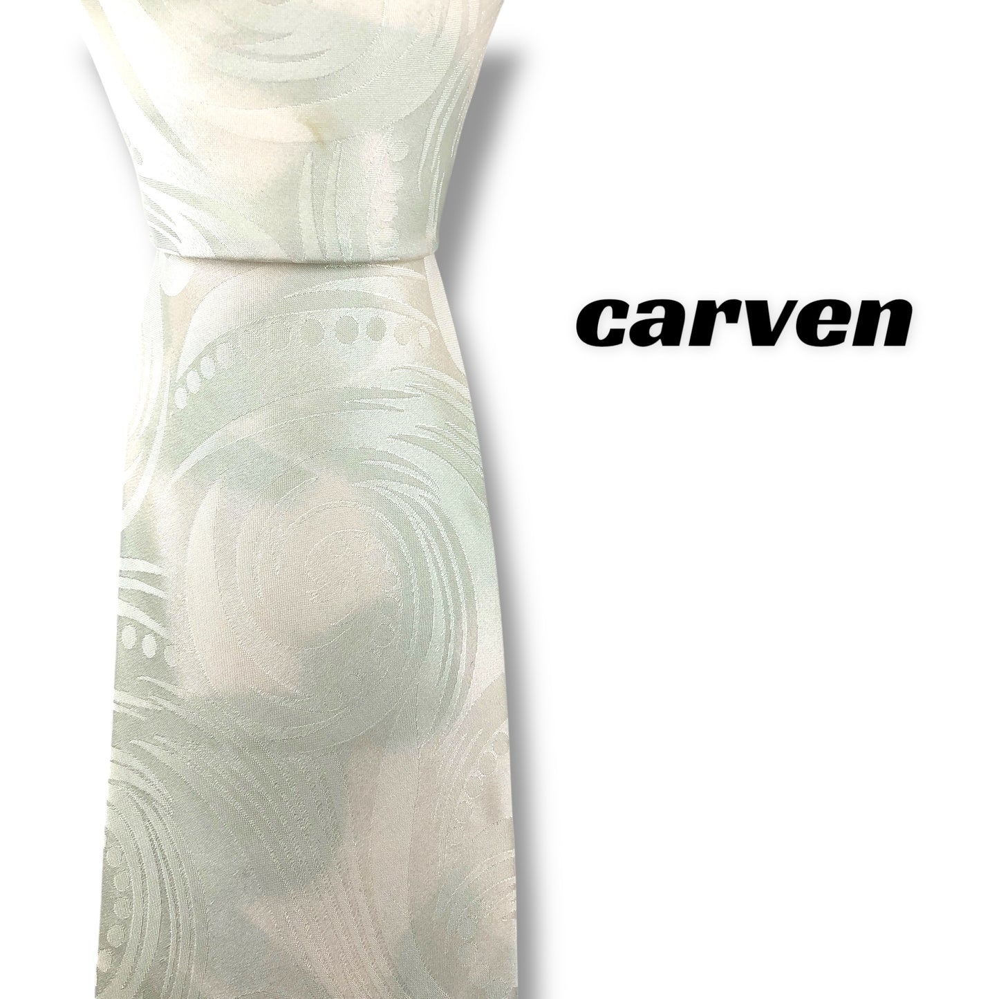 【7661】良品！カルヴェン　ネクタイ　ホワイト系