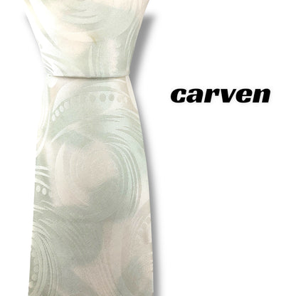 【7661】良品！カルヴェン　ネクタイ　ホワイト系