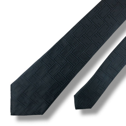 【7663】美品！フェンディ　ネクタイ　ブラック系　FF ズッカ柄