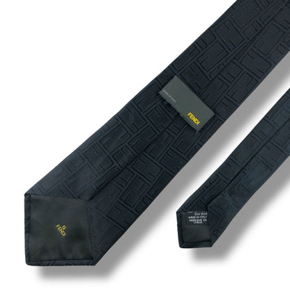 【7663】美品！フェンディ　ネクタイ　ブラック系　FF ズッカ柄