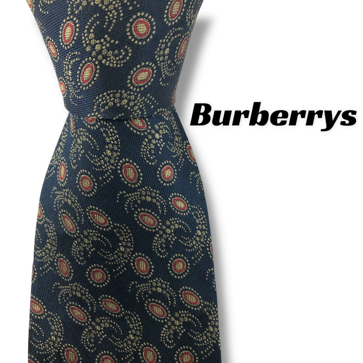 【7668】美品！バーバリー　ネクタイ　ダークネイビー系