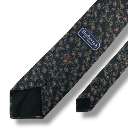 【7668】美品！バーバリー　ネクタイ　ダークネイビー系