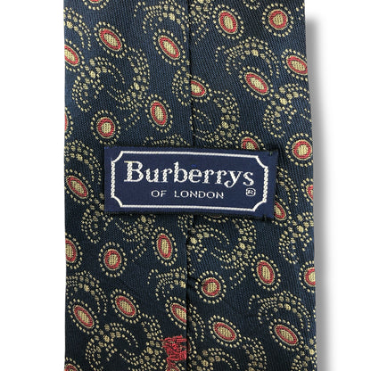 【7668】美品！バーバリー　ネクタイ　ダークネイビー系