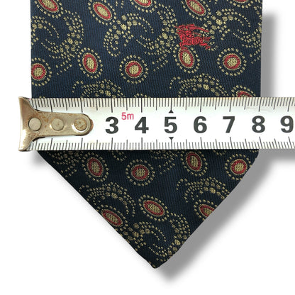 【7668】美品！バーバリー　ネクタイ　ダークネイビー系