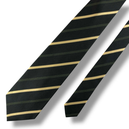 【7670】美品！レノマ　ネクタイ　カーキ系　ストライプ柄