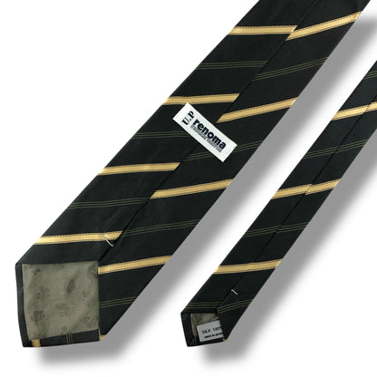 【7670】美品！レノマ　ネクタイ　カーキ系　ストライプ柄