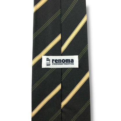 【7670】美品！レノマ　ネクタイ　カーキ系　ストライプ柄