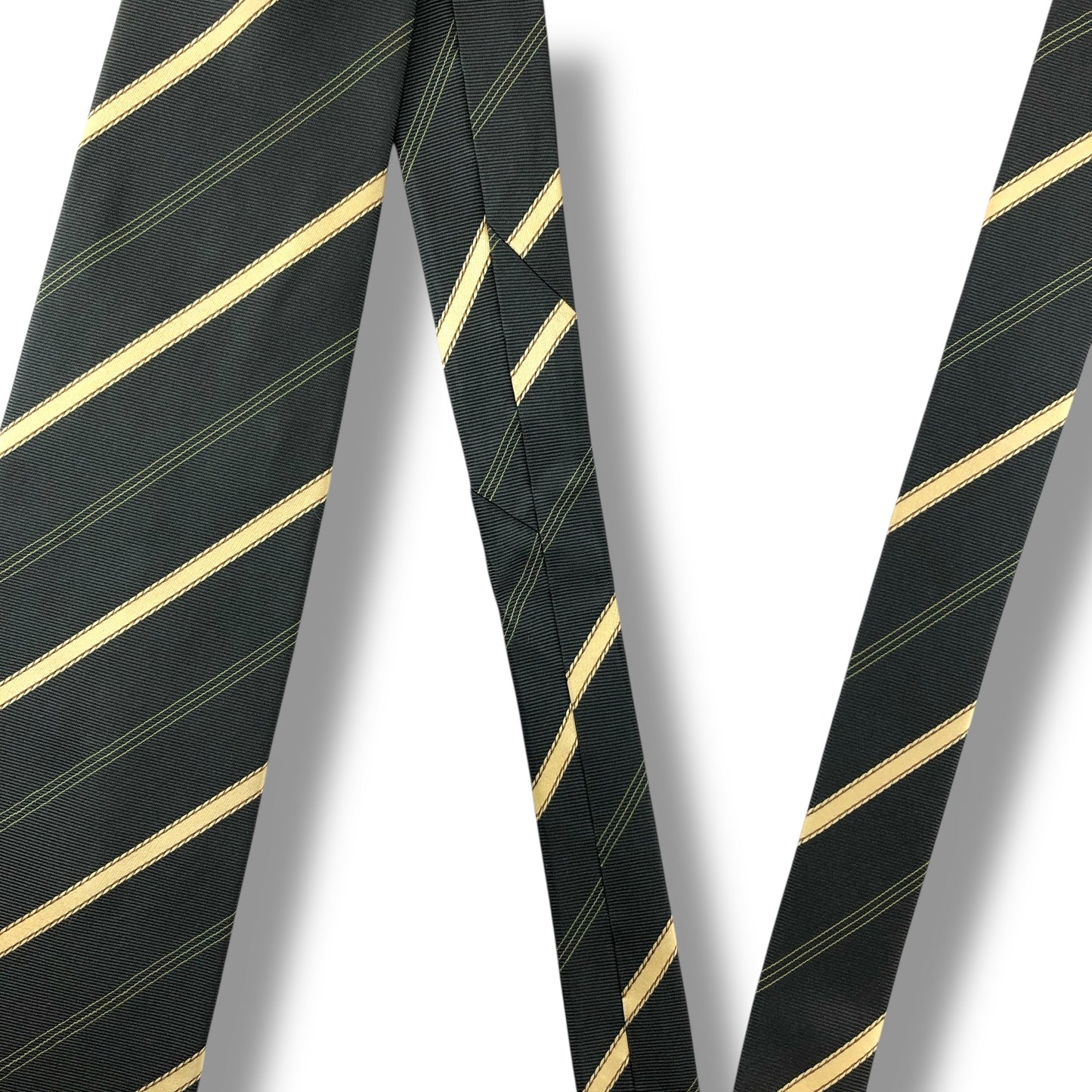 【7670】美品！レノマ　ネクタイ　カーキ系　ストライプ柄