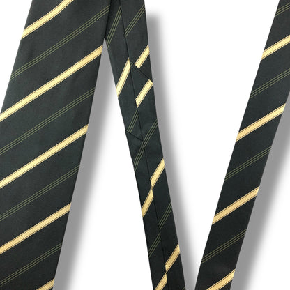 【7670】美品！レノマ　ネクタイ　カーキ系　ストライプ柄