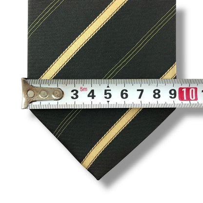 【7670】美品！レノマ　ネクタイ　カーキ系　ストライプ柄