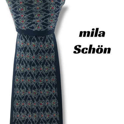 【7676】良品！ミラショーン　ネクタイ　ネイビー系