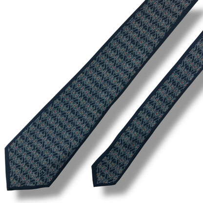 【7676】良品！ミラショーン　ネクタイ　ネイビー系