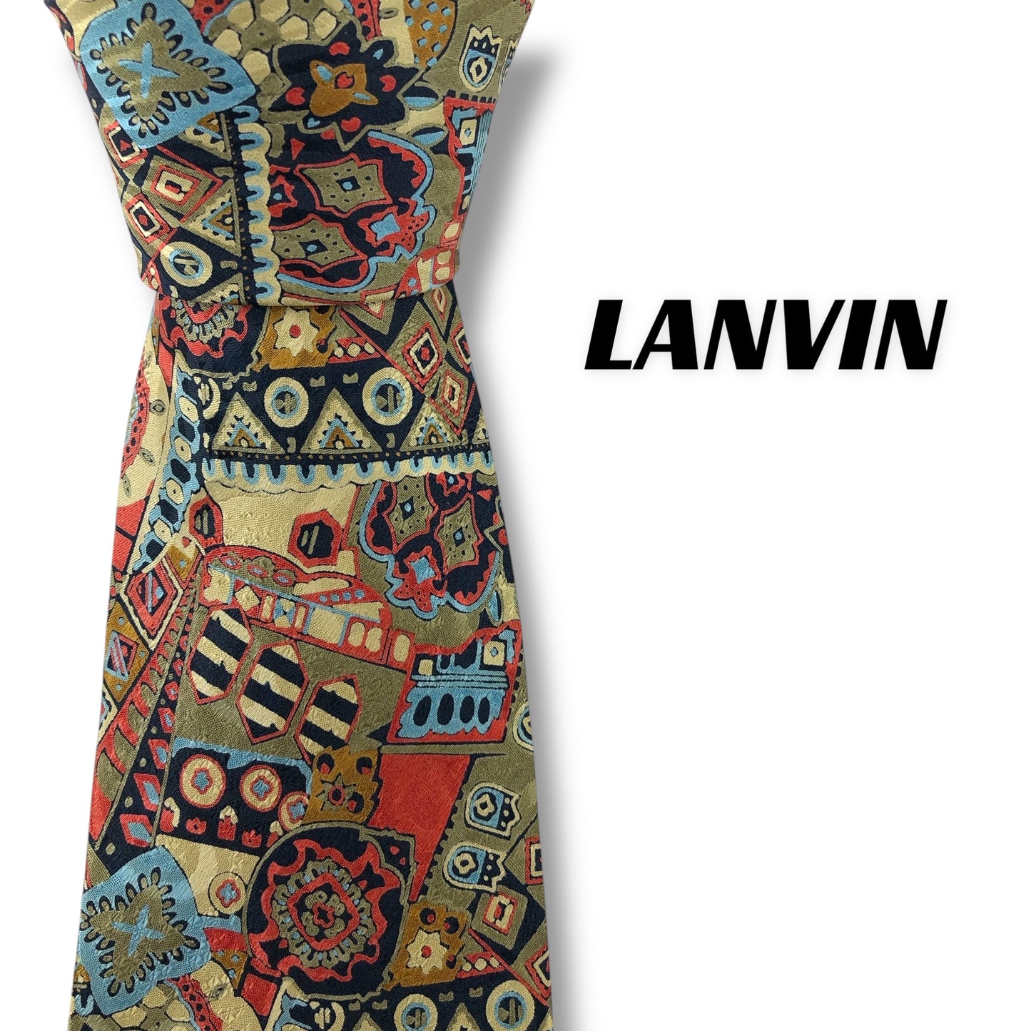 【7681】美品ー良品！ランバン　ネクタイ　ベージュ系