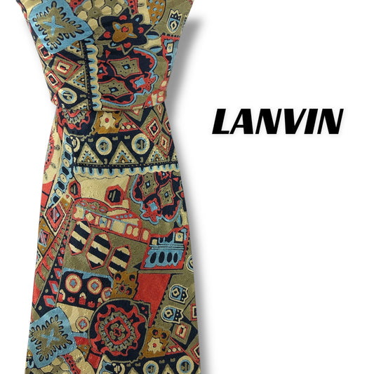 【7681】美品ー良品！ランバン　ネクタイ　ベージュ系