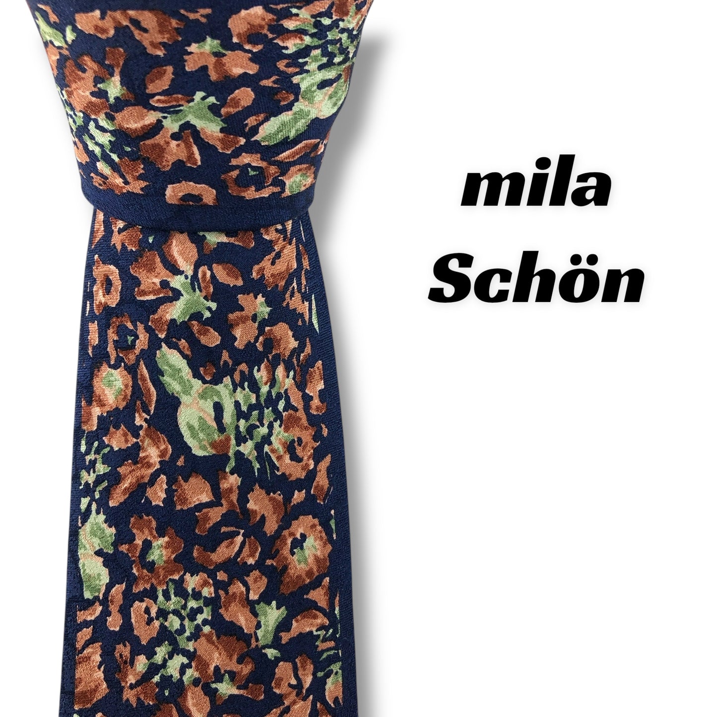 【7682】良品！ミラショーン　ネクタイ　ネイビー系