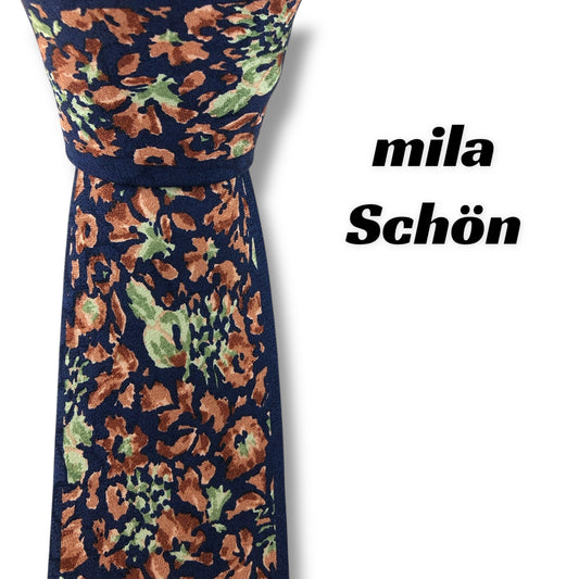 【7682】良品！ミラショーン　ネクタイ　ネイビー系