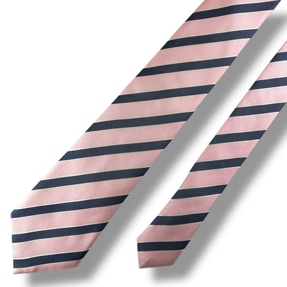 【7684】美品！トラサルディ　ネクタイ　ピンク系　ストライプ柄