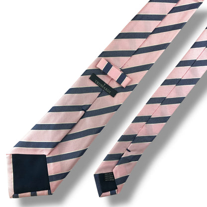 【7684】美品！トラサルディ　ネクタイ　ピンク系　ストライプ柄