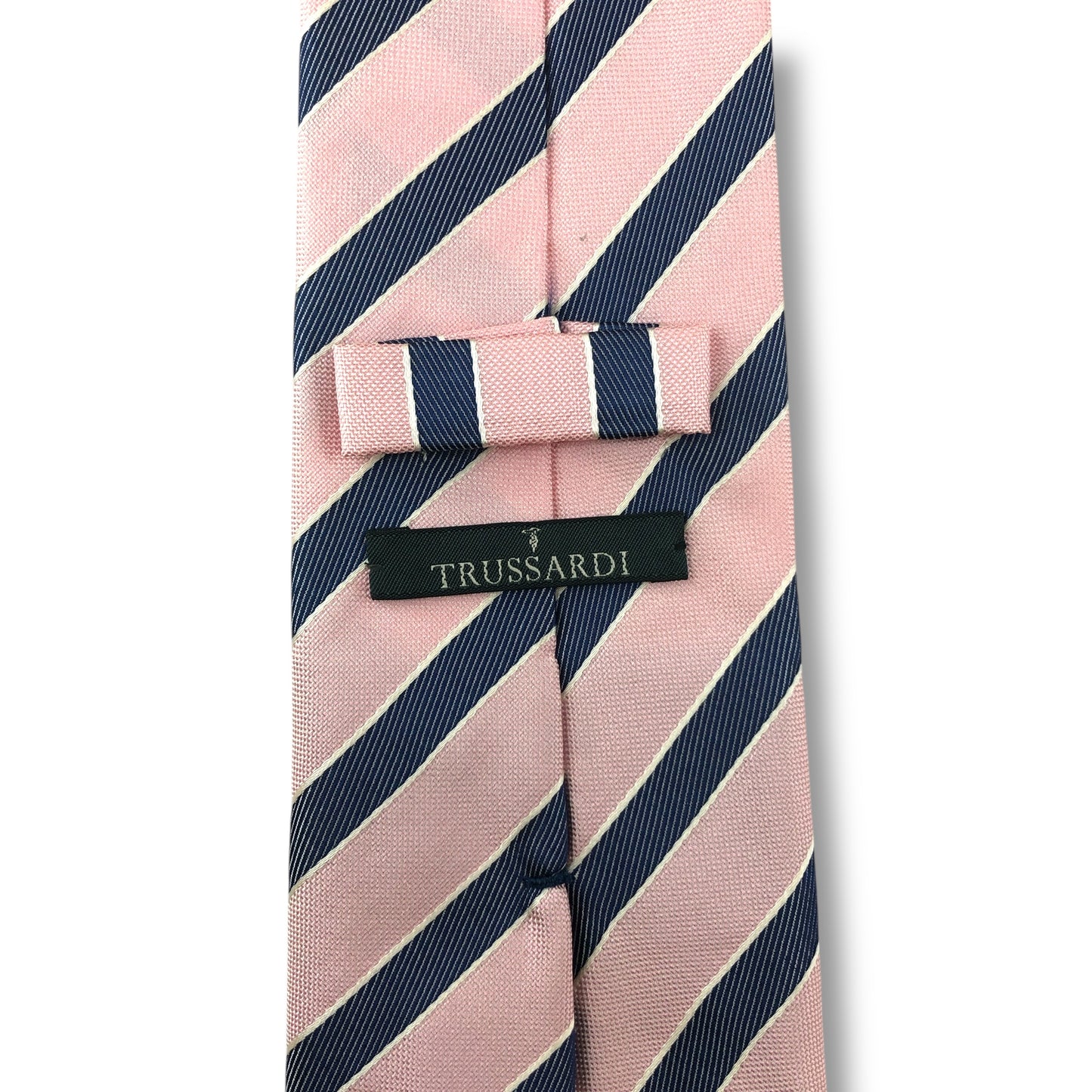 【7684】美品！トラサルディ　ネクタイ　ピンク系　ストライプ柄