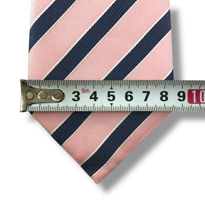 【7684】美品！トラサルディ　ネクタイ　ピンク系　ストライプ柄