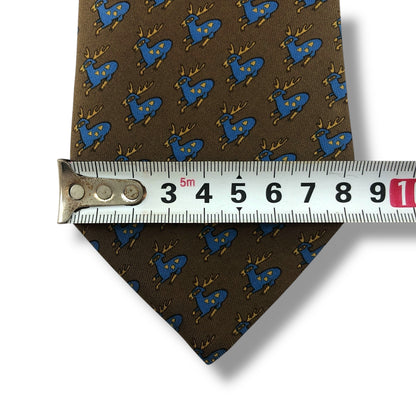 【7687】 良品！エルメス　ネクタイ　ブラウン系　鹿柄