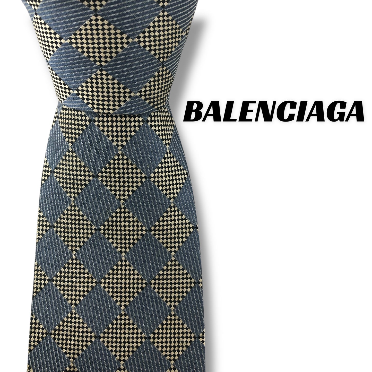 【7689】良品！バレンシアガ　ネクタイ　水色系